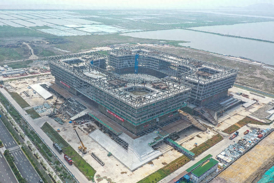 杭州浙江鳌江经济产业发展中心主体钢结构工程已安装